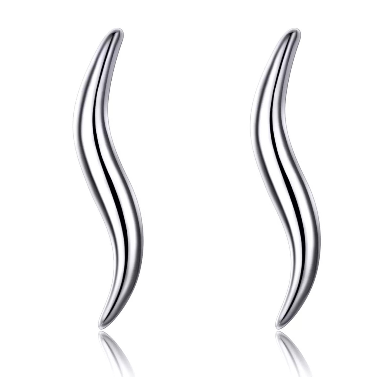 Cercei din argint Wavy Studs, Argint 925, Pentru Femei