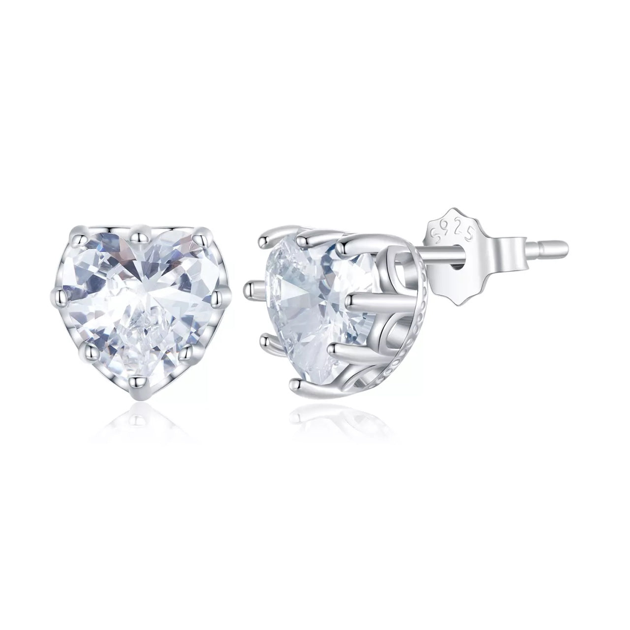 Cercei din argint White Crystal Heart, Argint 925, Pentru Femei