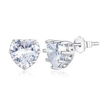 Cercei din argint White Crystal Heart, Argint 925, Pentru Femei