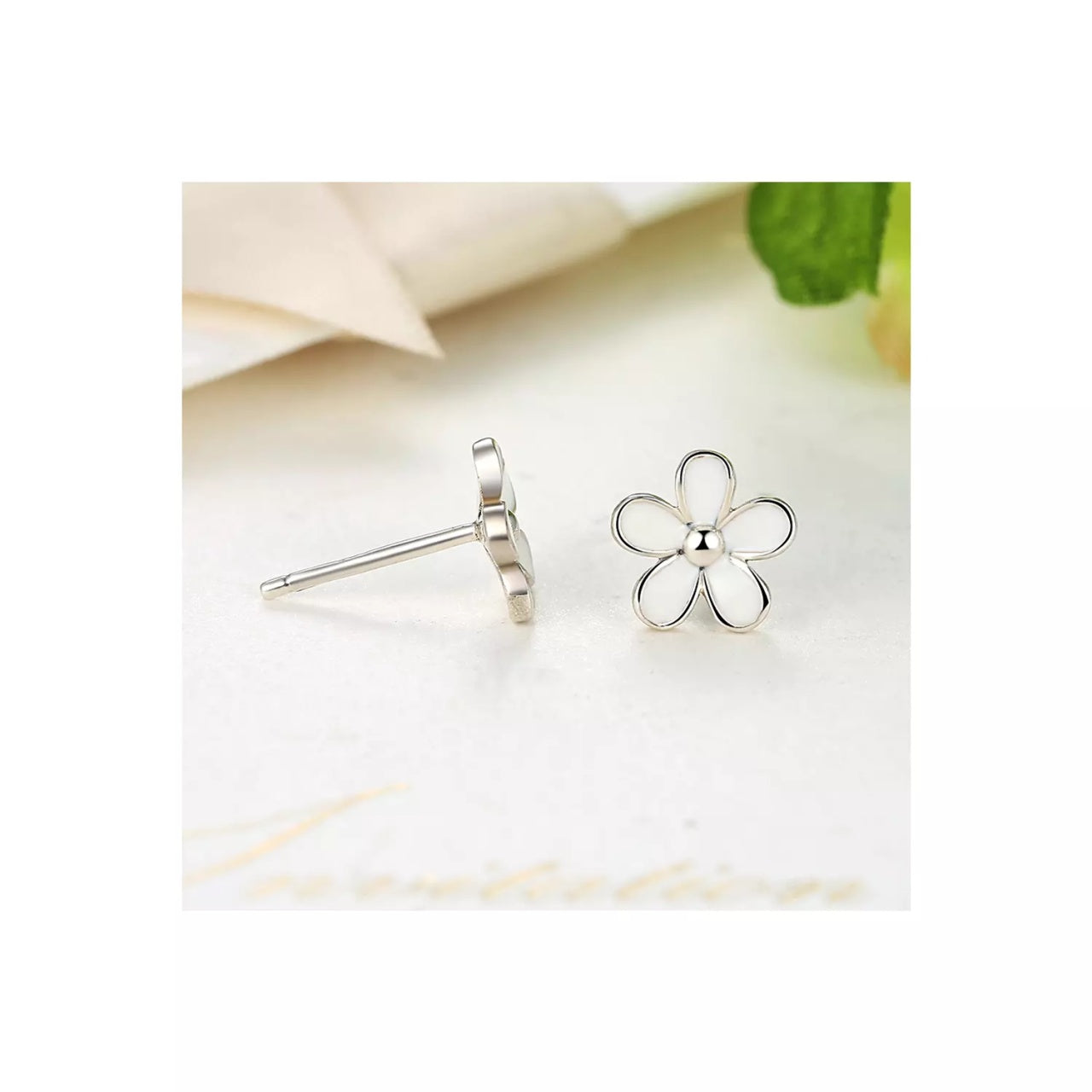 Cercei din argint White Daisy, Argint 925, Pentru Femei 1.05g