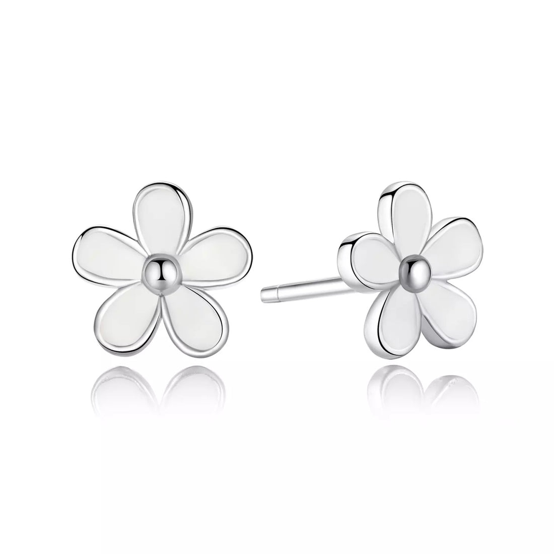 Cercei din argint White Daisy, Argint 925, Pentru Femei 1.05g