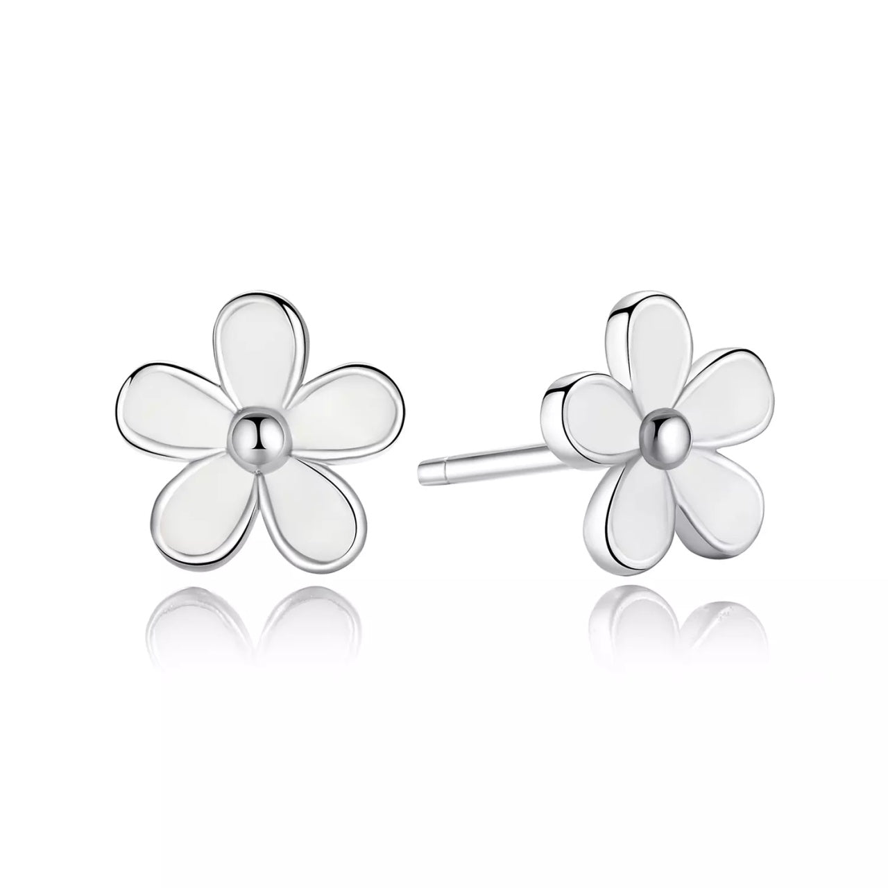 Cercei din argint White Daisy, Argint 925, Pentru Femei 1.05g