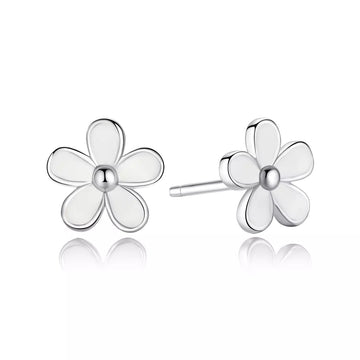 Cercei din argint White Daisy, Argint 925, Pentru Femei 1.05g