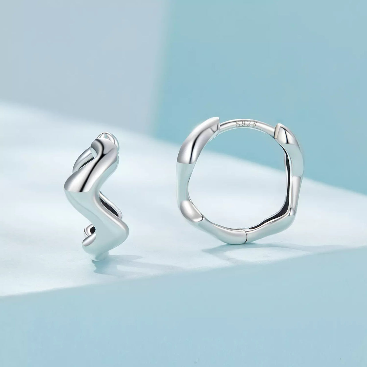 Cercei din argint Winding Hoops, Argint 925, Pentru Femei