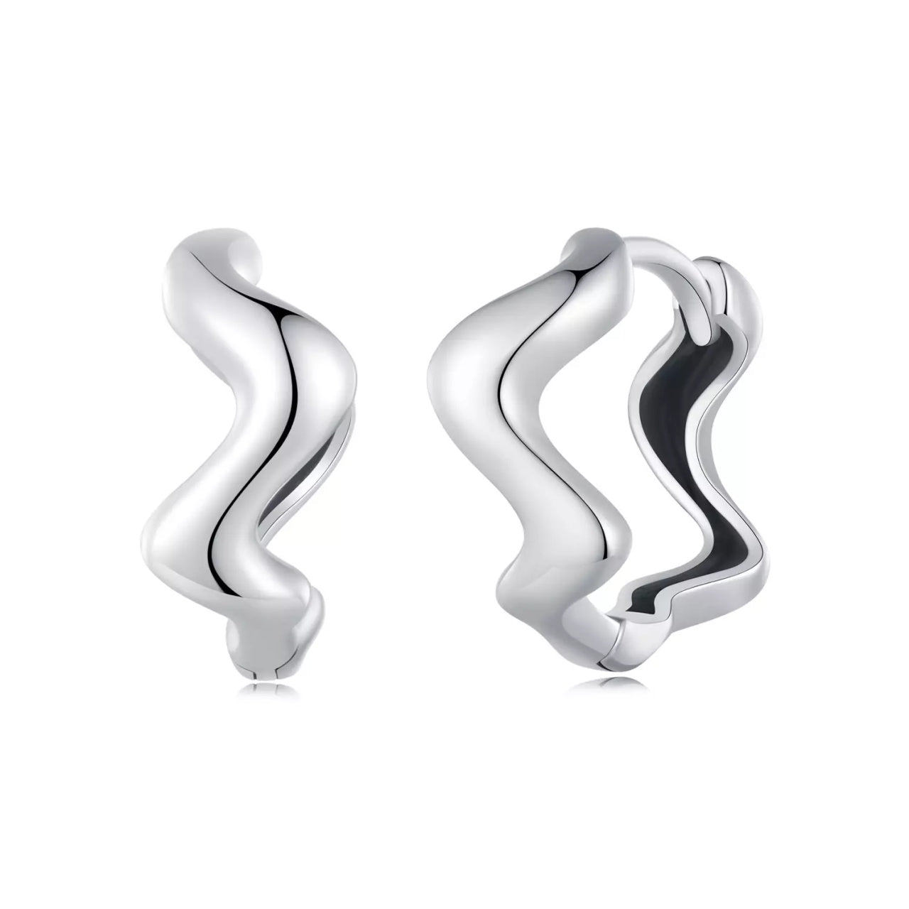 Cercei din argint Winding Hoops, Argint 925, Pentru Femei