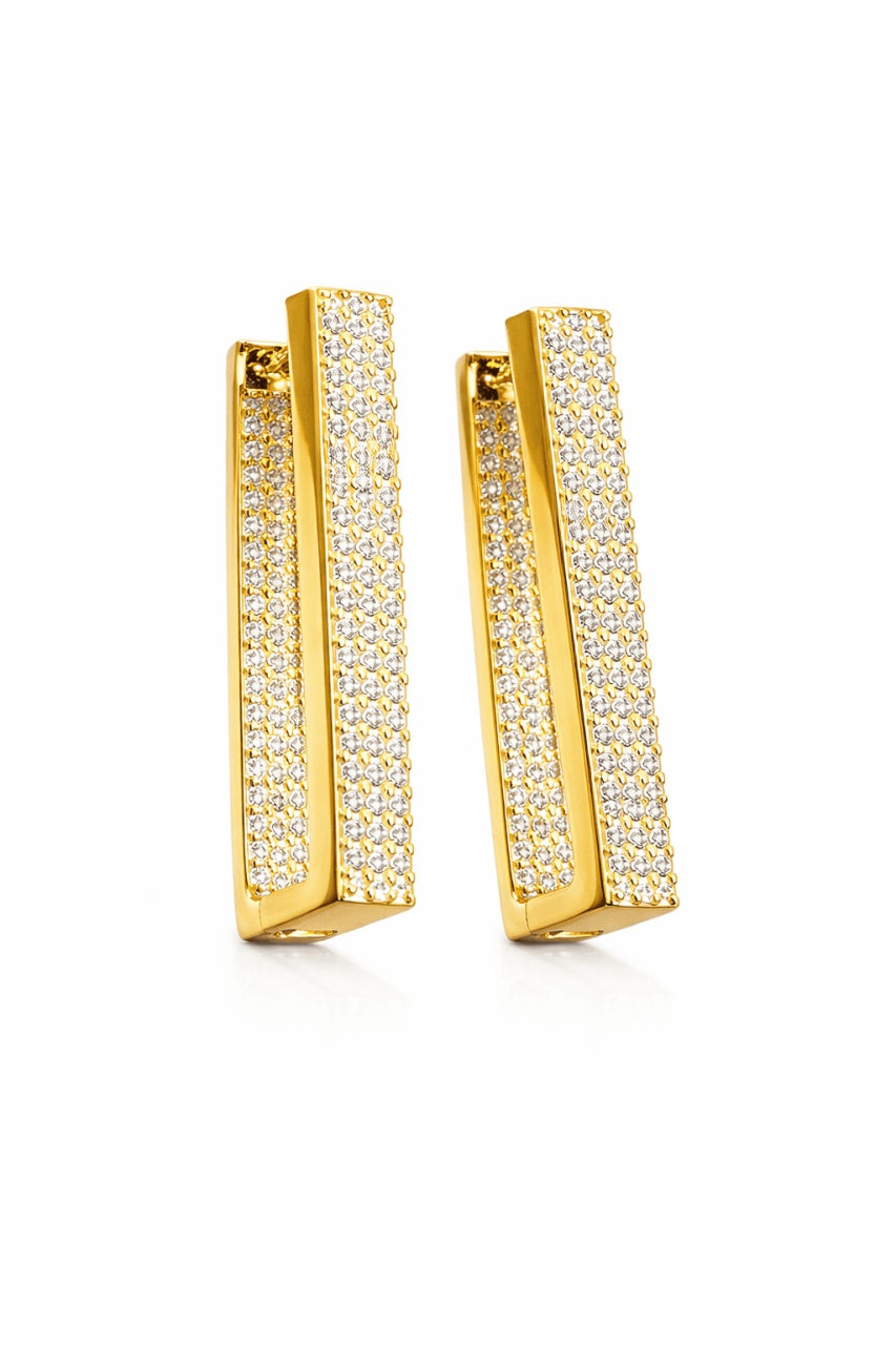 Cercei eleganți din argint 925 placat cu aur – design geometric cu micro zirconii