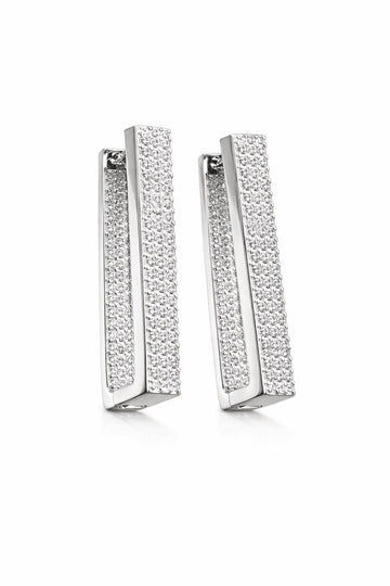 Cercei Statement din Argint 925 Placat cu Zirconii – Design Geometric Modern