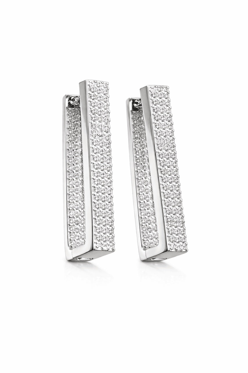 Cercei Statement din Argint 925 Placat cu Zirconii – Design Geometric Modern