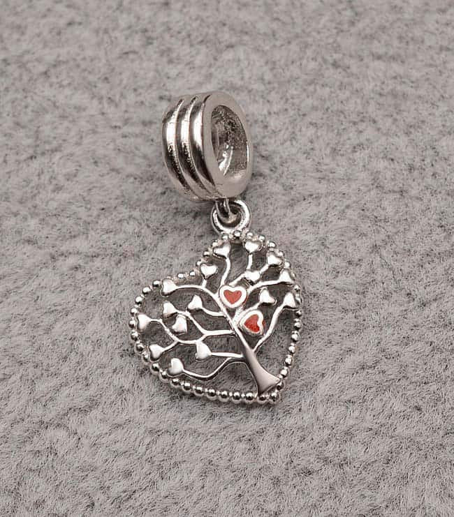 CHARM ARGINT 925 -Tree of life Red