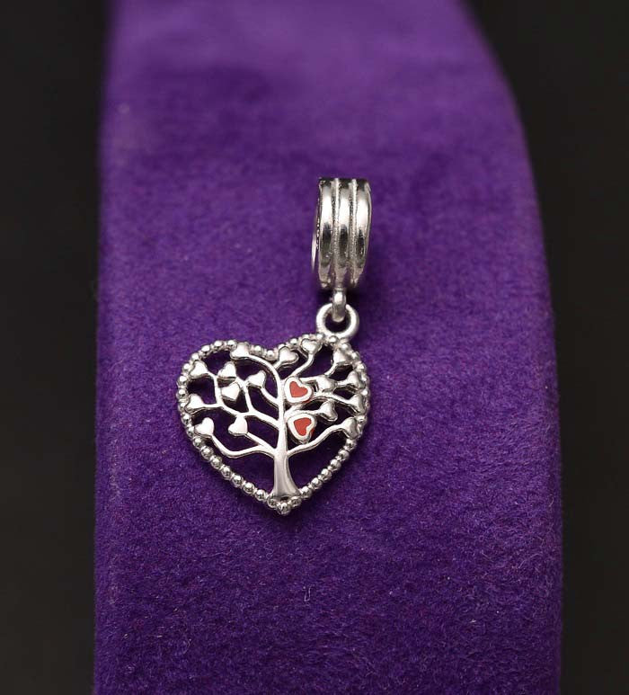 CHARM ARGINT 925 -Tree of life Red