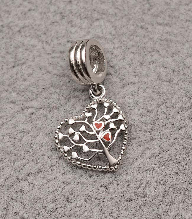 CHARM ARGINT 925 -Tree of life Red