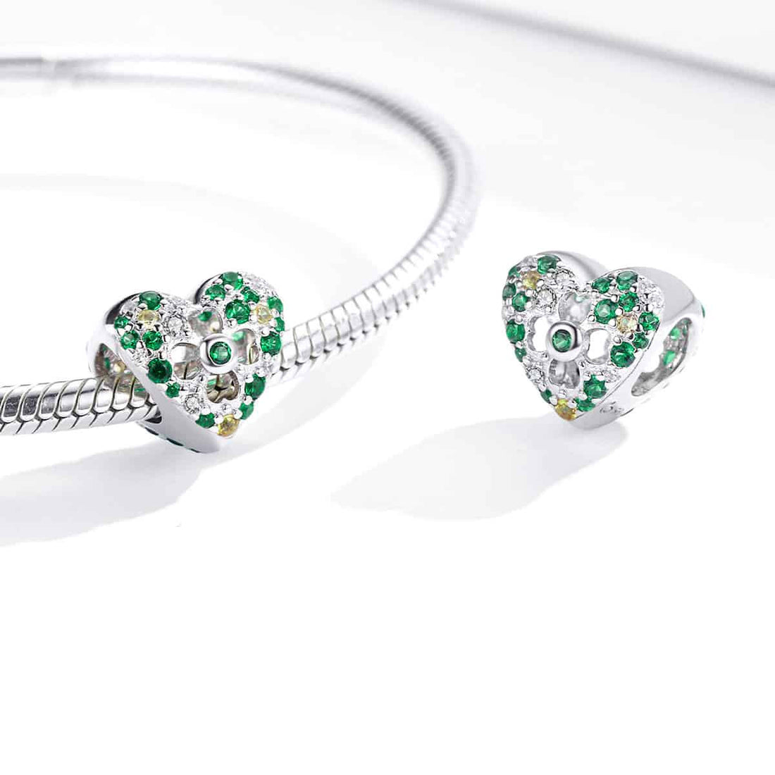 Charm Argint 925 Talisman -INIMA Safir Verde si Infinit
