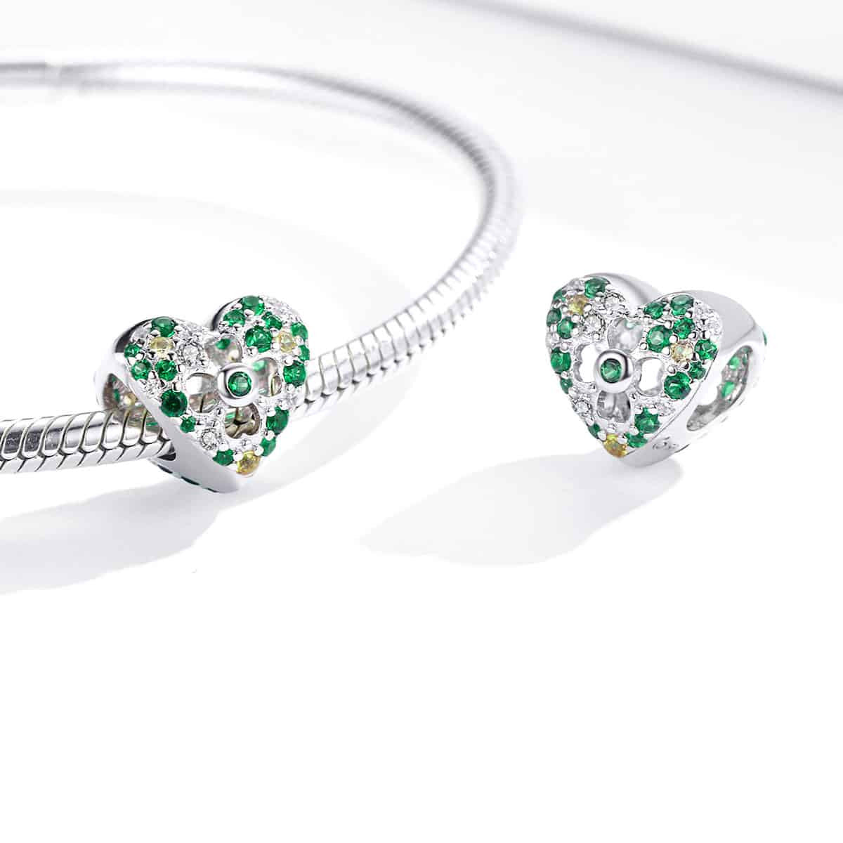 Charm Argint 925 Talisman -INIMA Safir Verde si Infinit