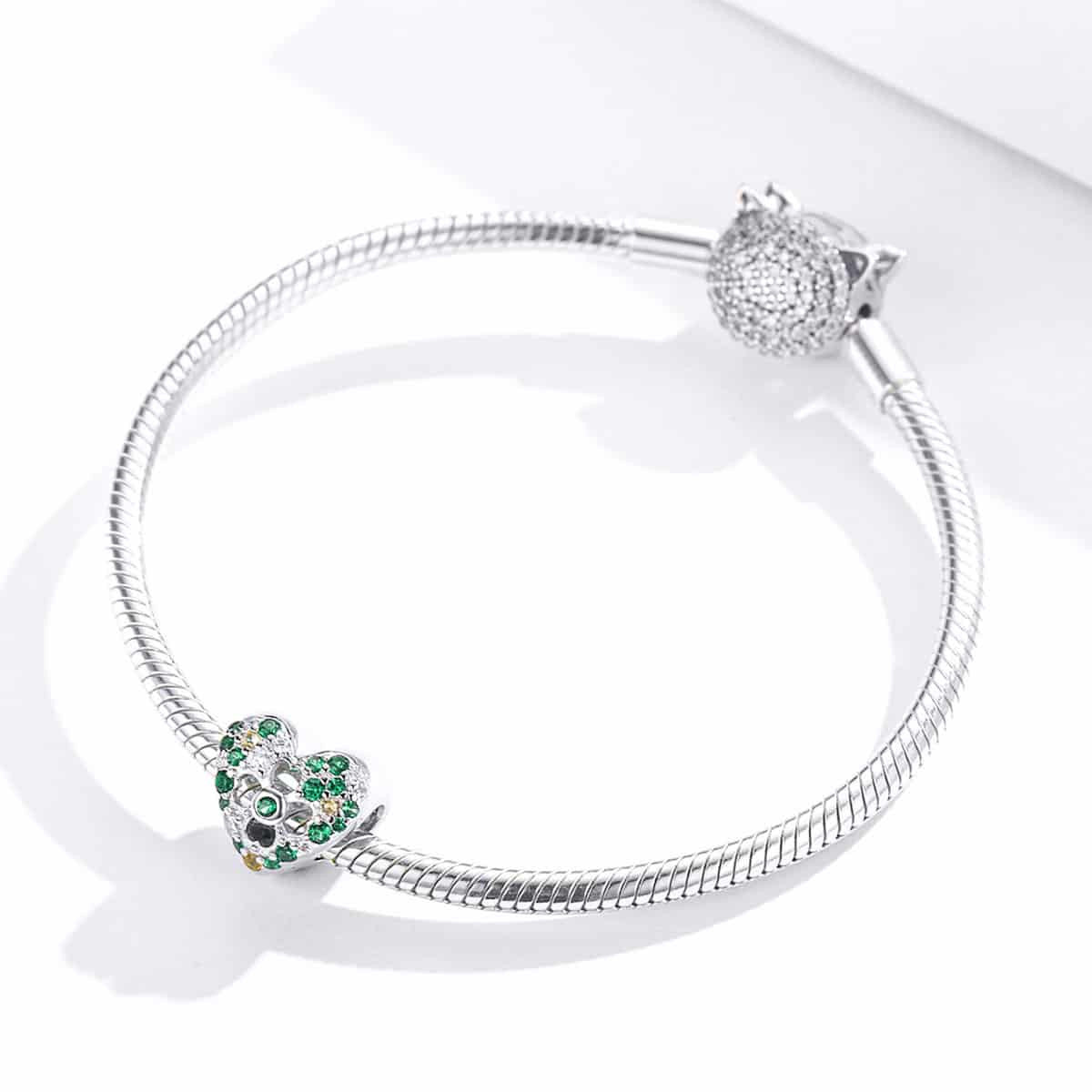 Charm Argint 925 Talisman -INIMA Safir Verde si Infinit