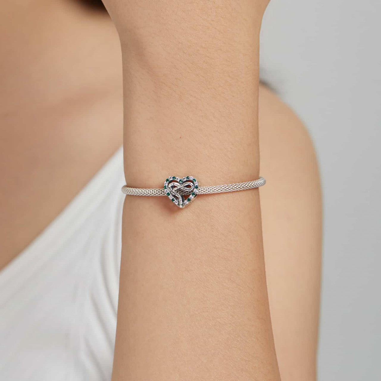 Charm Argint 925 Talisman -INIMA Verde Safir si Infinit