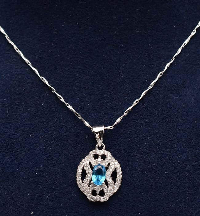 Colier argint 925 Cristal Blue 4g