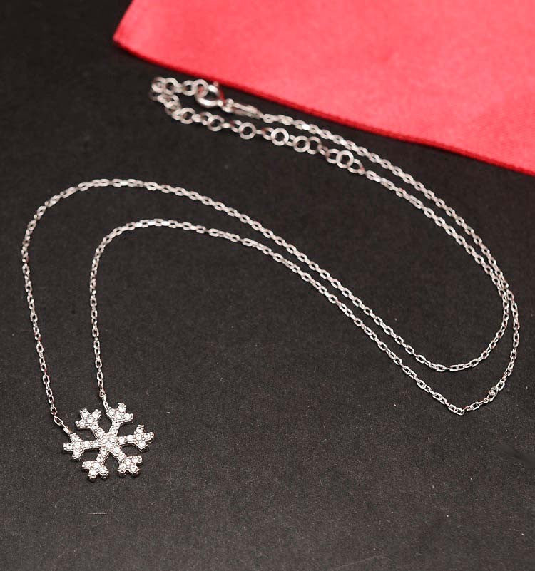 Colier argint 925 Cu Fulg de Nea si Cristale Albe 3.7g