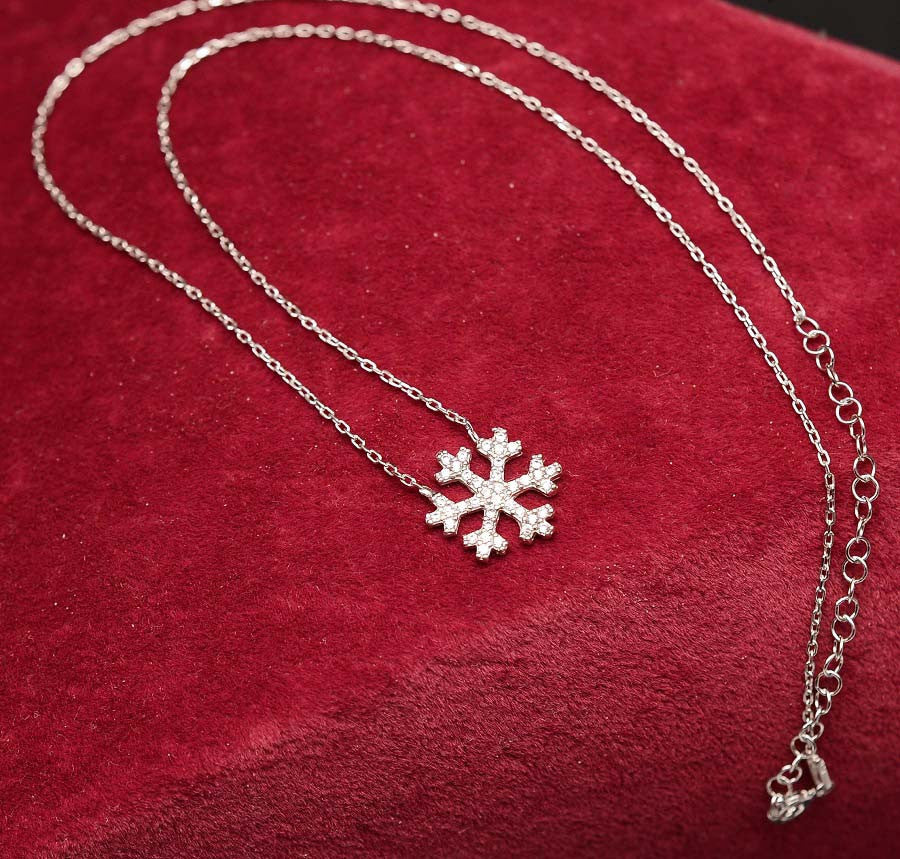 Colier argint 925 Cu Fulg de Nea si Cristale Albe 3.7g