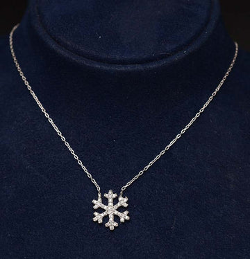 Colier argint 925 Cu Fulg de Nea si Cristale Albe 3.7g