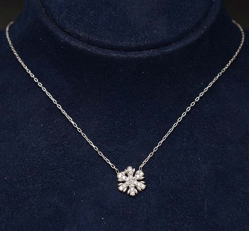 Colier argint 925 Cu Fulg de Nea si Cristale Albe 2.23g