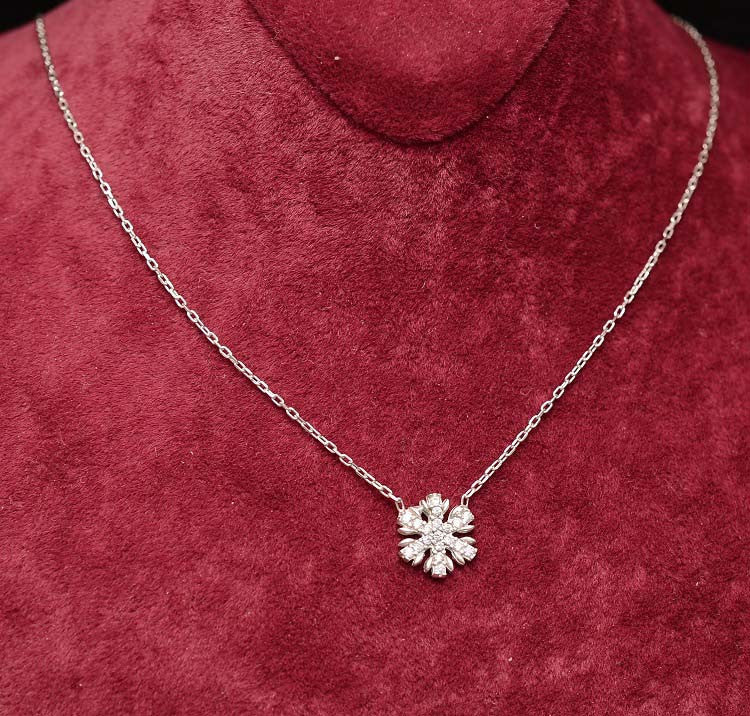 Colier argint 925 Cu Fulg de Nea si Cristale Albe 2.23g