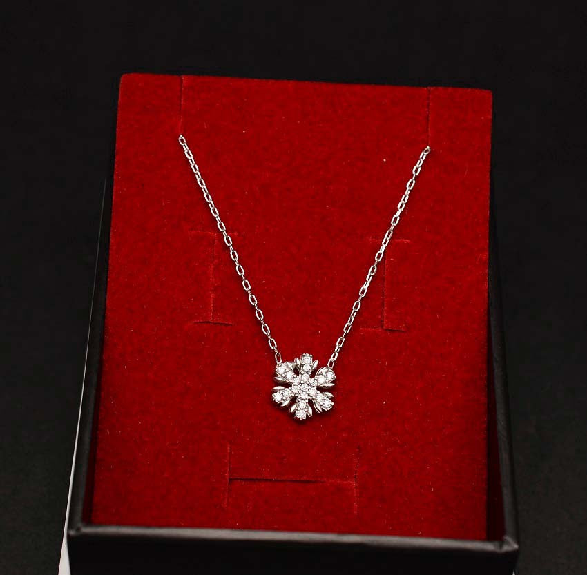 Colier argint 925 Cu Fulg de Nea si Cristale Albe 2.23g