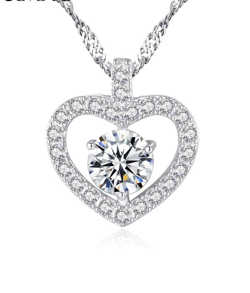 Colier Argint 925 Cu Pandantiv Inima Si Piatra Stralucitoare, Lantisor 40+5 cm, Zirconii, Model Elegant Femei 3.7g