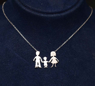 Colier Argint 925 Happy Family 3, Baiat Persoane Mama , Tata si Baietelul 2.6g
