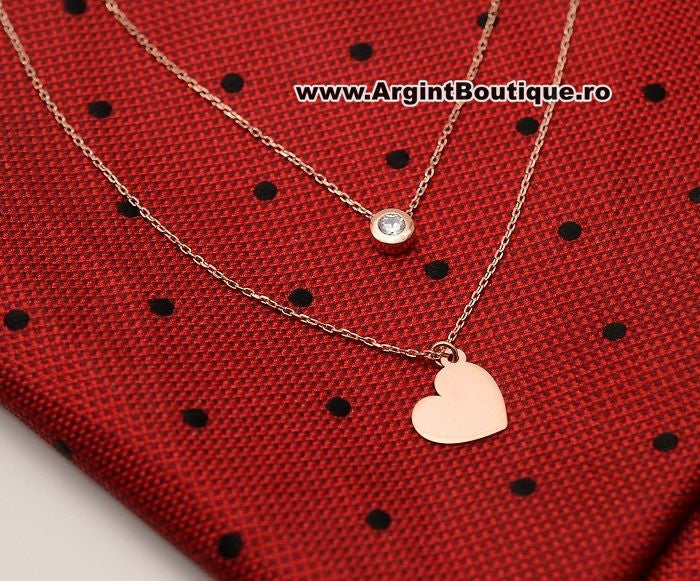 Colier Cu Lantisor Din Argint 925 Inima Pink 5.5g