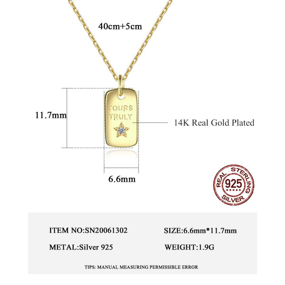 Colier din argint 925 Gold -YOURS TRULY 1.9g