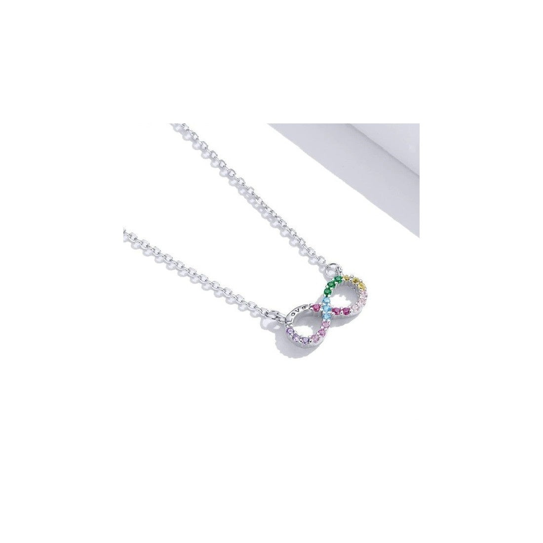 Colier din Argint 925 ,Lant -INFINIT MULTICOLOR- infinity love symbol