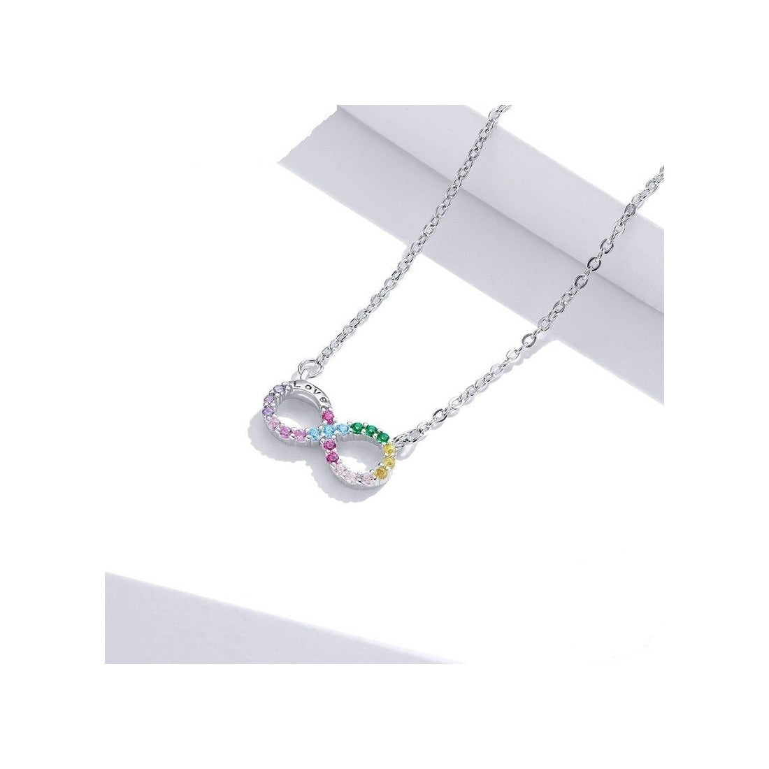 Colier din Argint 925 ,Lant -INFINIT MULTICOLOR- infinity love symbol