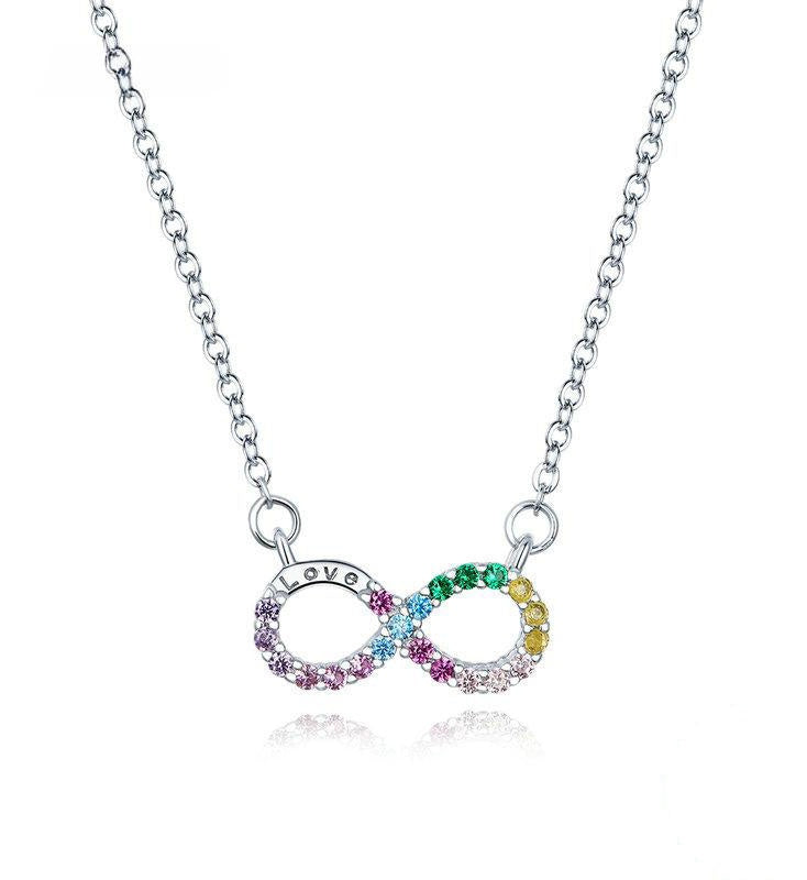 Colier din Argint 925 ,Lant -INFINIT MULTICOLOR- infinity love symbol