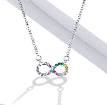 Colier din Argint 925 ,Lant -INFINIT MULTICOLOR- infinity love symbol