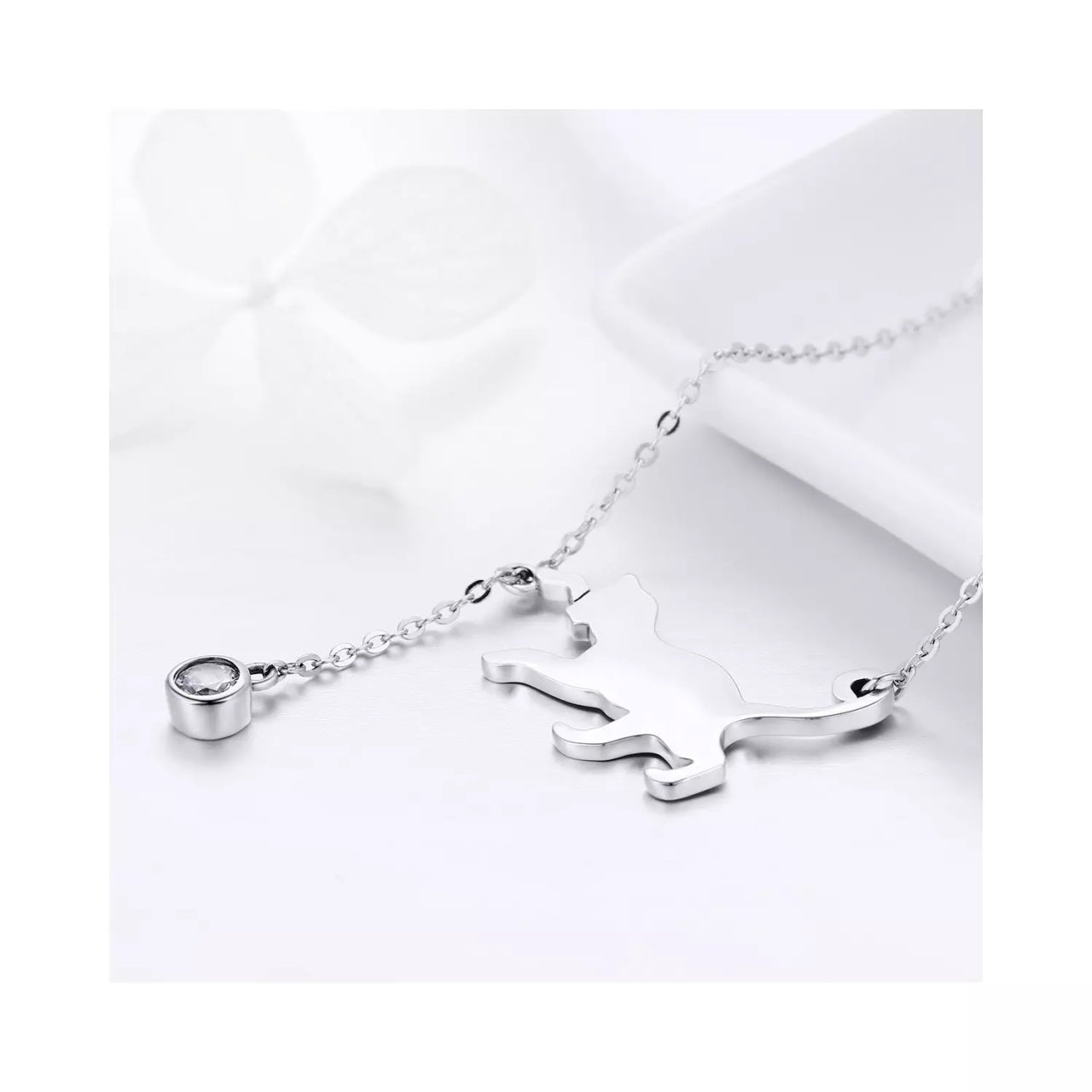 Colier din argint 925 Playful Silver Cat, Argint 925, Pentru Femei