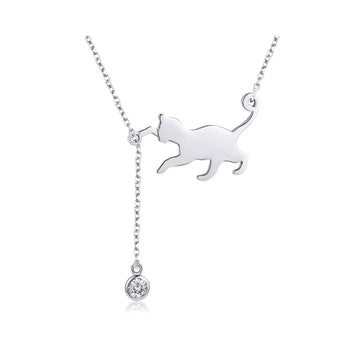 Colier din argint 925 Playful Silver Cat, Argint 925, Pentru Femei