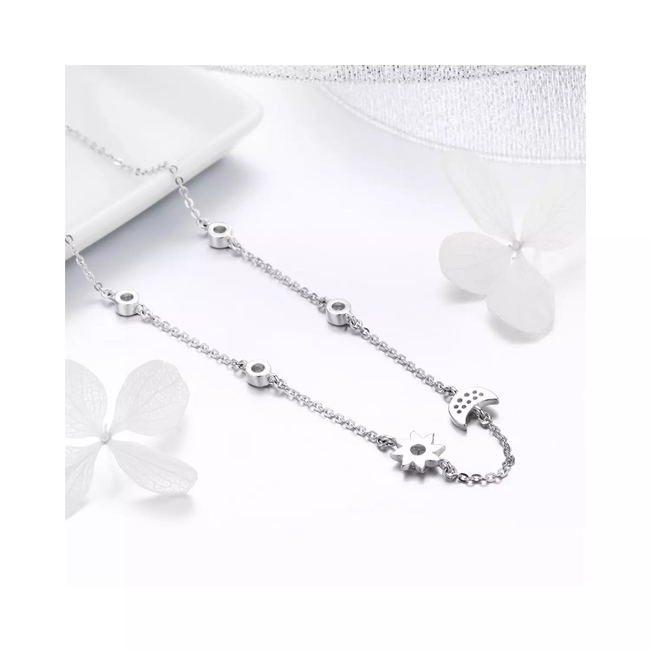 Colier din argint 925 Sparkling Moon and Stars, Argint 925, Pentru Femei