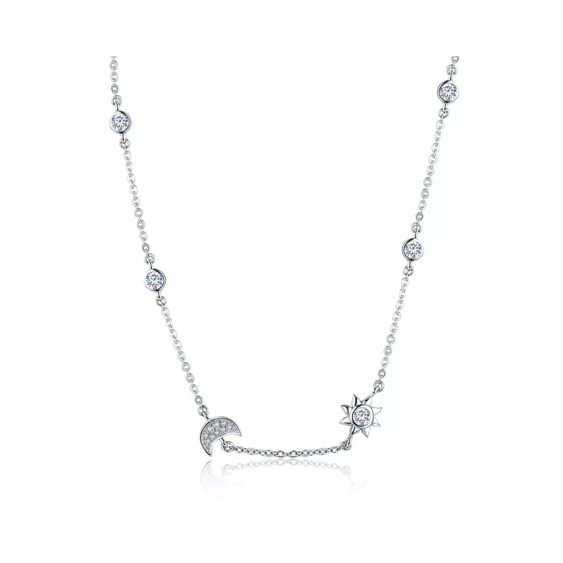 Colier din argint 925 Sparkling Moon and Stars, Argint 925, Pentru Femei