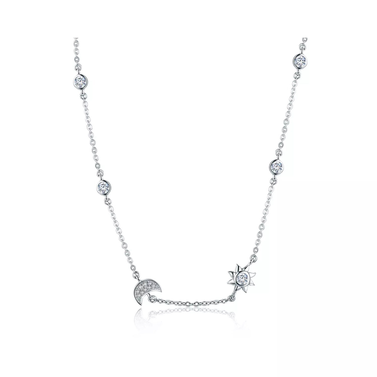 Colier din argint 925 Sparkling Moon and Stars, Argint 925, Pentru Femei