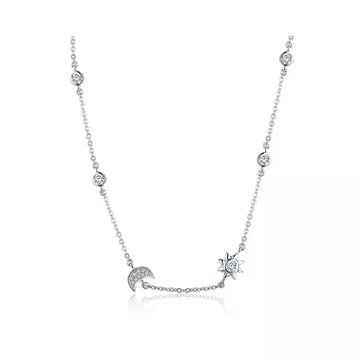 Colier din argint 925 Sparkling Moon and Stars, Argint 925, Pentru Femei