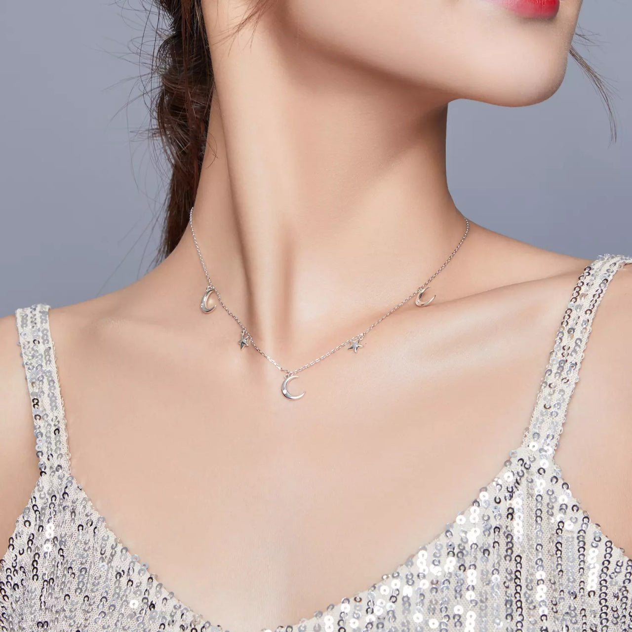 Colier din argint Amazing Stars, Argint 925, Pentru Femei