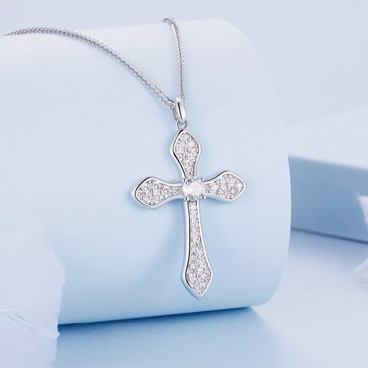 Colier din argint Big Silver Cross, Argint 925, Pentru Femei 4.78g