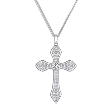 Colier din argint Big Silver Cross, Argint 925, Pentru Femei 4.78g