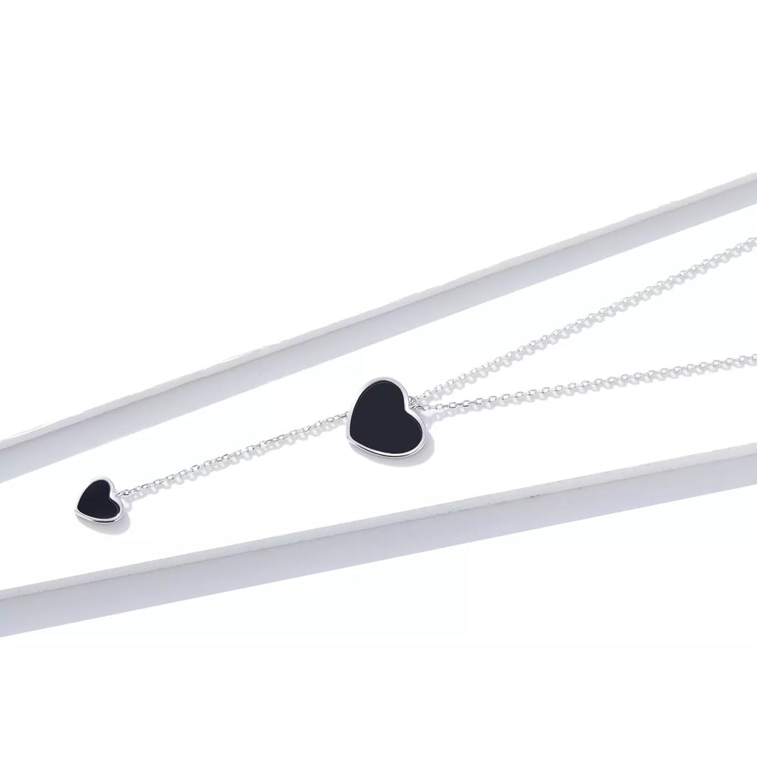 Colier din argint Black Enamel Heart, Argint 925, Pentru Femei