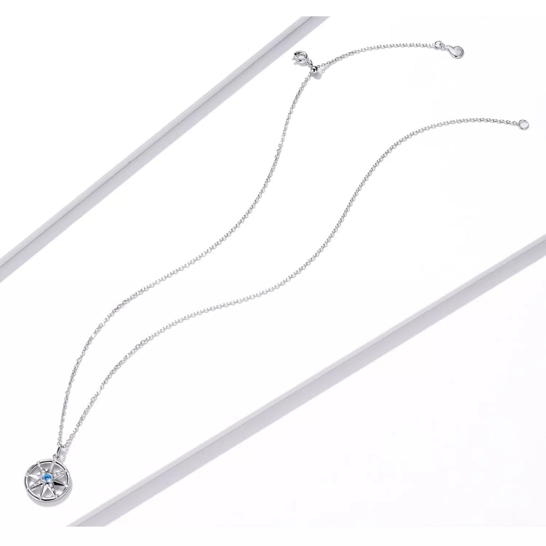 Colier din argint Blue Crystal Compass, Argint 925, Pentru Femei