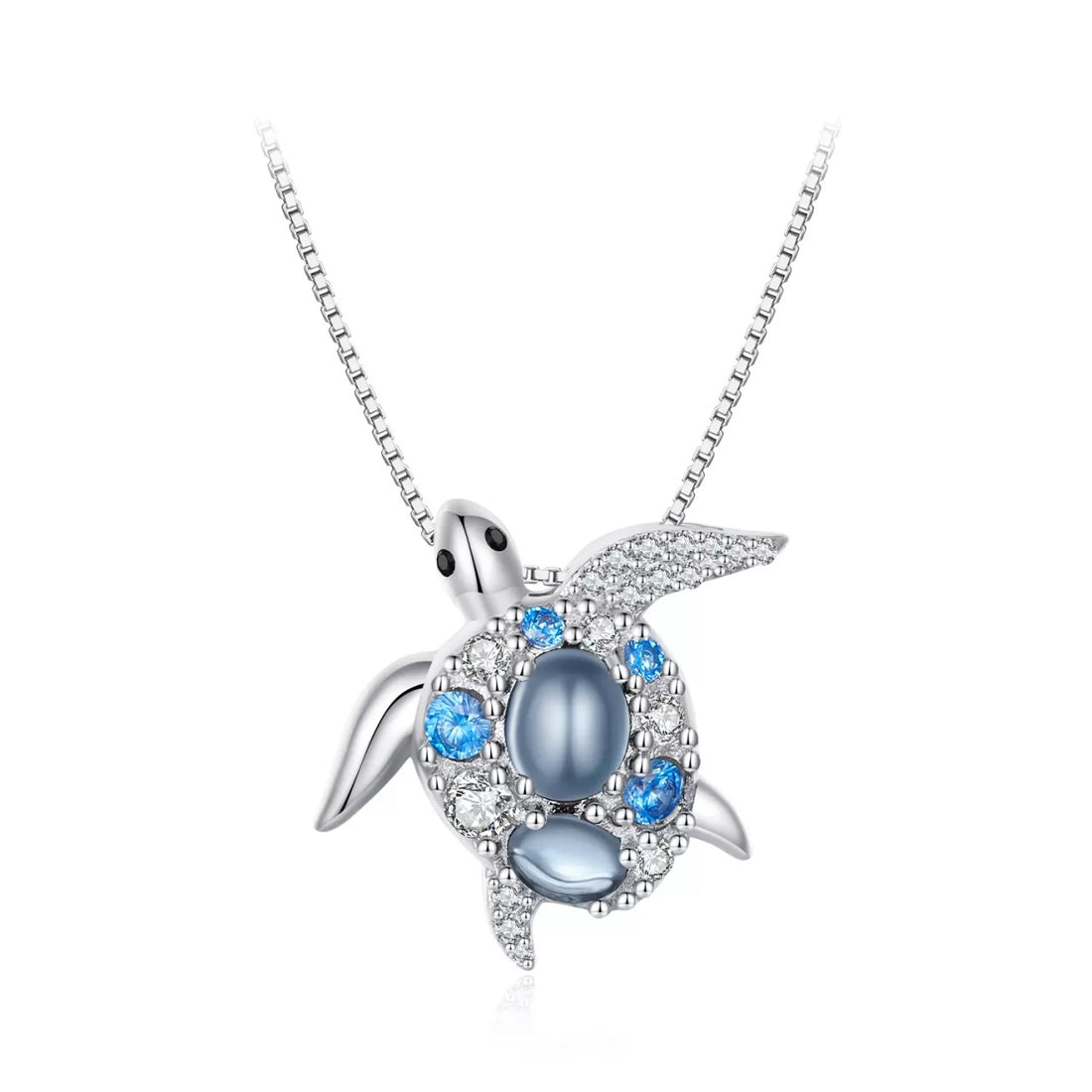 Colier din argint Blue Crystal Turtle, Argint 925, Pentru Femei