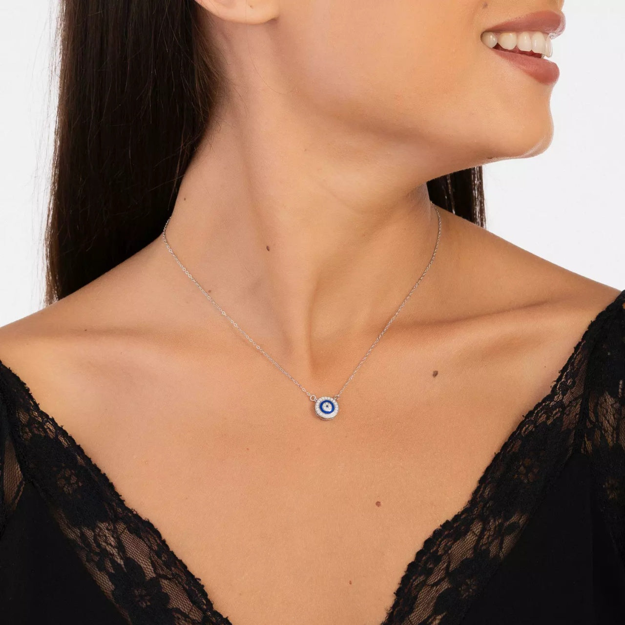 Colier din argint Blue Eye, Argint 925, Pentru Femei