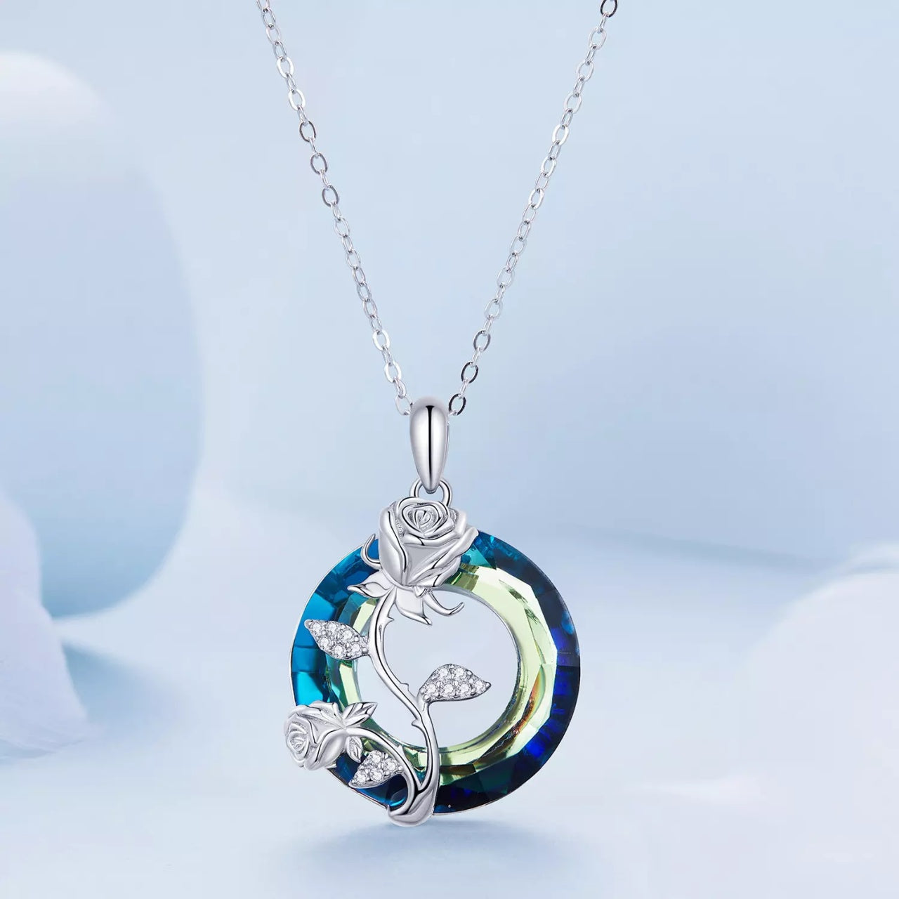 Colier din argint Blue Rose, Argint 925, Pentru Femei