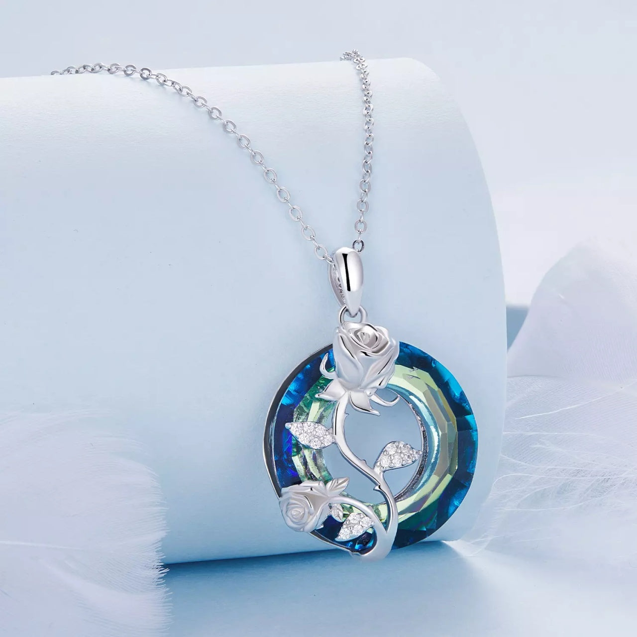 Colier din argint Blue Rose, Argint 925, Pentru Femei