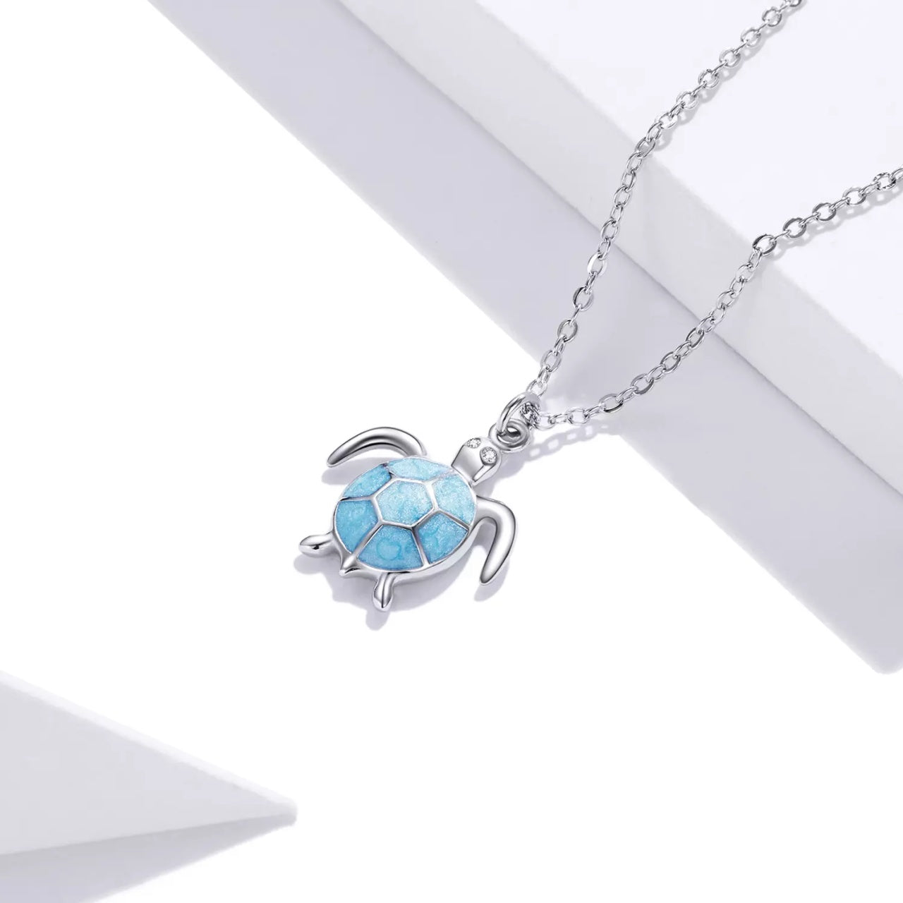 Colier din argint Blue Turtle, Argint 925, Pentru Femei